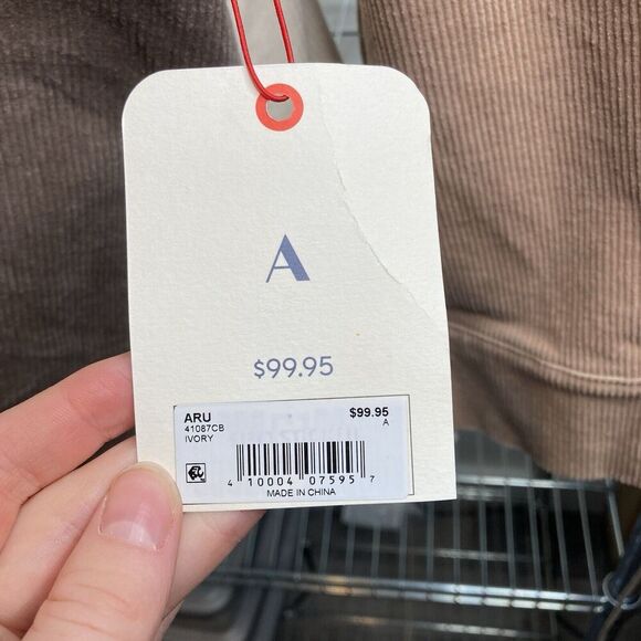 Arula Women's Ivory Corduroy Shacket Size 1X Colorblock Patchwork Boho Jacket - Picture 9 of 16